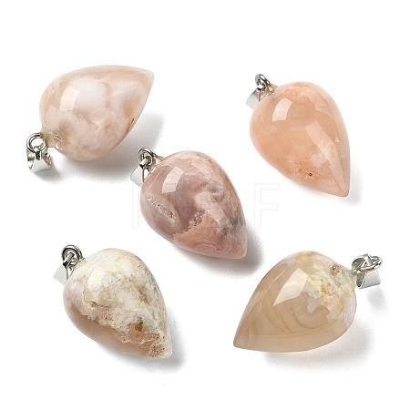 Natural Cherry Blossom Agate Pendants GG-K002-13F-1