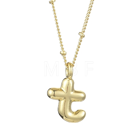 1Pc Initial Letter Brass Pendant Necklaces NJEW-YW0001-24T-1