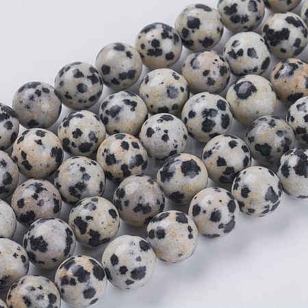 Natural Dalmation Jasper Beads Strands G-G515-8mm-06-1
