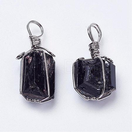 Natural Black Tourmaline Pendants G-G681-15-1