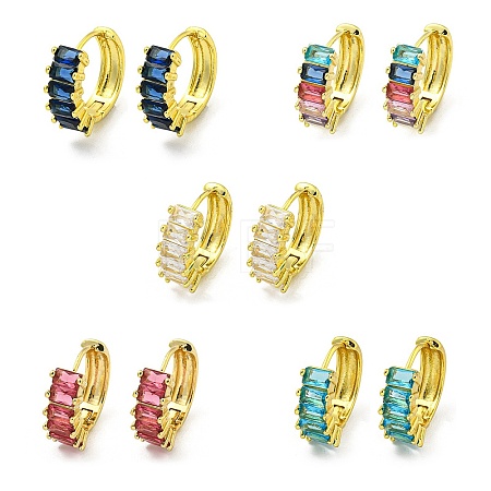 Brass Micro Pave Cubic Zirconia Hoop Earring EJEW-C088-29G-1