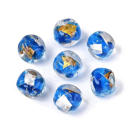 Handmade Gold & Silver Foil Glass Beads FOIL-Q003-01D-1
