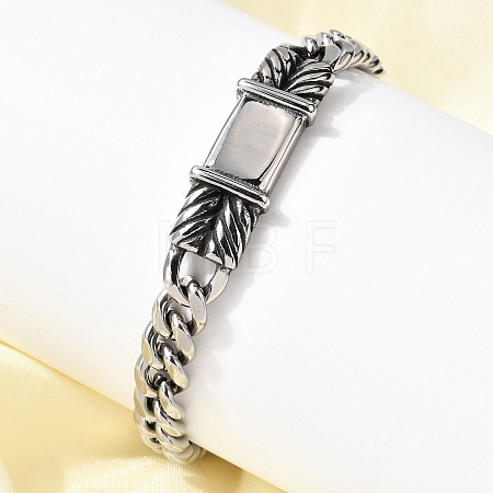 304 Stainless Steel Cuban Link Chains Bracelets BJEW-A092-04P-1