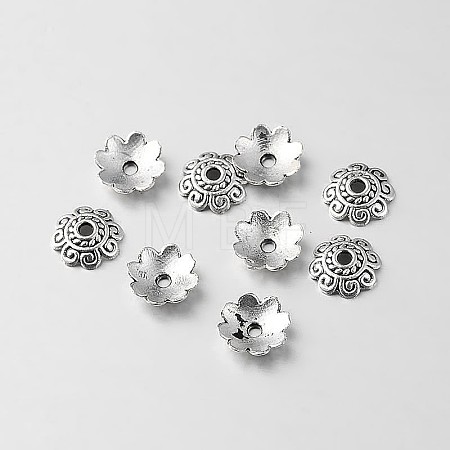 Tibetan Style Alloy Flower Bead Caps TIBEB-O004-16-1