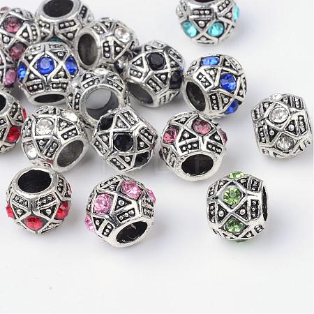 Alloy Rhinestone Rondelle Large Hole European Beads MPDL-R036-80-1