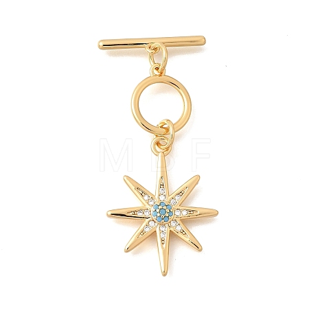 Brass Pave Cubic Zirconia Toggle Clasps KK-N289-09G-1