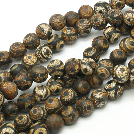 Tibetan Style 3-Eye dZi Beads G-K166-04-8mm-L2-1