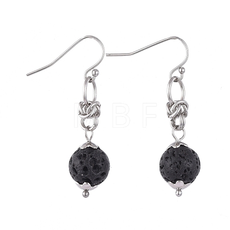 Natural Lava Rock Dangle Earrings EJEW-JE03934-04-1