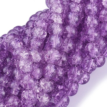 Plum Crackle Glass Round Beads Strands X-CCG-Q002-8mm-04-1