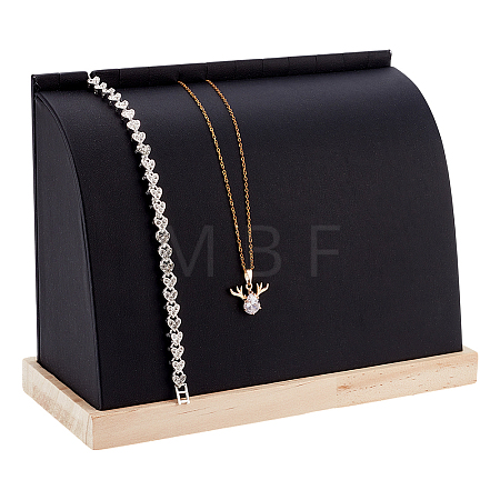 Wood Slant Back Necklaces Storage Rack NDIS-WH0001-16D-1