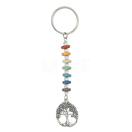 Chakra Natural Lava Rock & Alloy Tree of Life Pendant Keychain KEYC-JKC00644-04-1