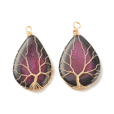 Natural Crackle Agate Pendants PALLOY-JF01527-02-1