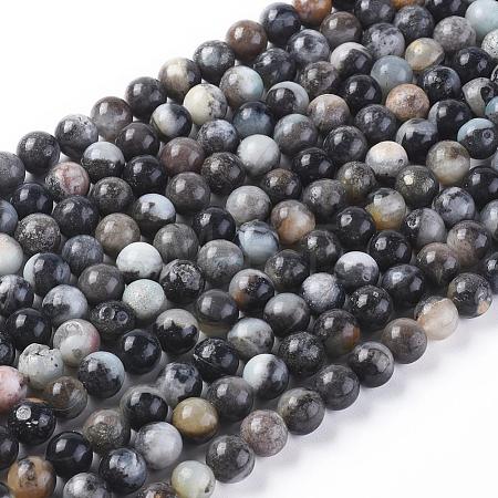 Natural Flower Amazonite Beads Strands G-L555-03-6mm-1