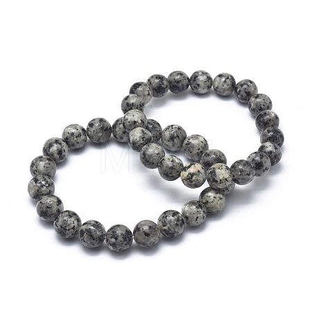 Natural Sesame Jasper/Kiwi Jasper Bead Stretch Bracelets X-BJEW-K212-B-033-1