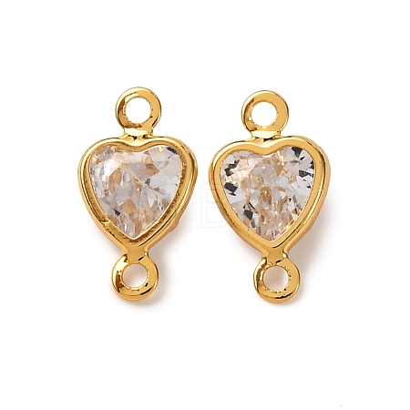 Brass Pave Clear Cubic Zirconia Connector Charms KK-Z121-06G-03-1