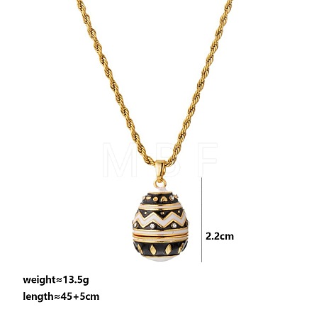 Brass Cubic Zirconia with Enamel Easter Egg Openable Bead Cage Pendant Necklaces FS-WGEA154-04-1