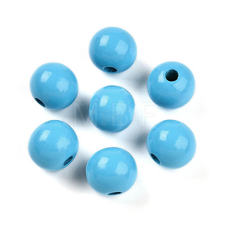 Painted Natural Wood Beads WOOD-A018-16mm-03-1