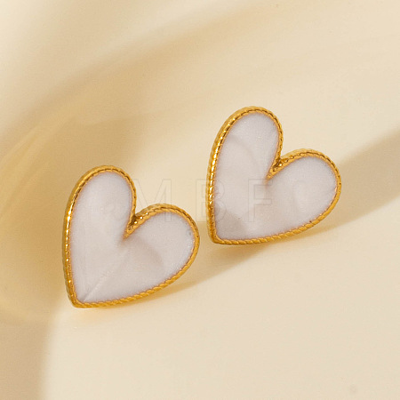 Fashionable 304 Stainless Steel Heart Stud Earrings LS-JW1636-2-1
