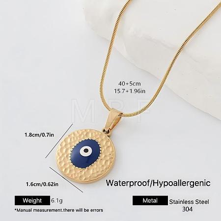 304 Stainless Steel Enamel Evil Eye Pendant Necklaces for Men Women AL3991-1-1