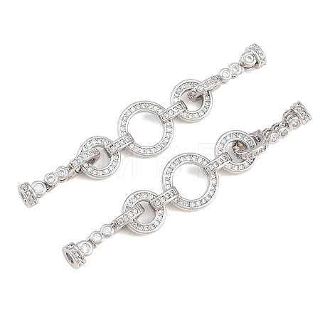 Brass Micro Pave Clear Cubic Zirconia Fold Over Clasps KK-P354-03P-1
