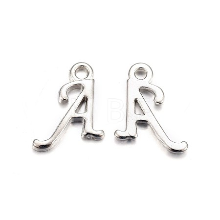 Platinum Plated Alloy Letter Pendants X-PALLOY-J718-01P-A-1