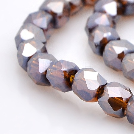 Pearl Luster Plated Glass Faceted Drum Beads Strands GLAA-A032-4mm-PL04-1