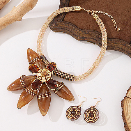 Aluminum & Resin Flower Statement Jewelry Set WGDD658-02-1