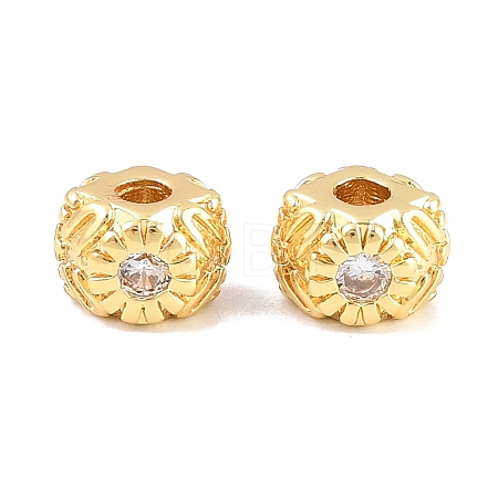 Brass Micro Pave Clear Cubic Zirconia Beads KK-CBA78C7-06G-1