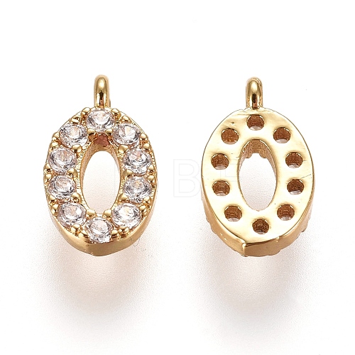 Brass Micro Pave Clear Cubic Zirconia Charms ZIRC-L075-60A-00G-1