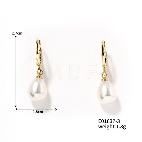 Elegant French Style Fashion Pearl Hoop Earrings for Women with Shiny Design BD2550-3-1