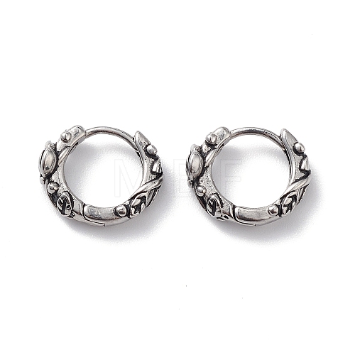 Non-Tarnish 304 Stainless Steel Rose Hoop Earrings for Women EJEW-F312-01AS-1