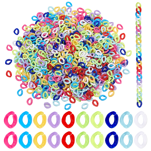   1000Pcs 10 Colors Opaque Acrylic Linking Rings OACR-PH0001-91-1