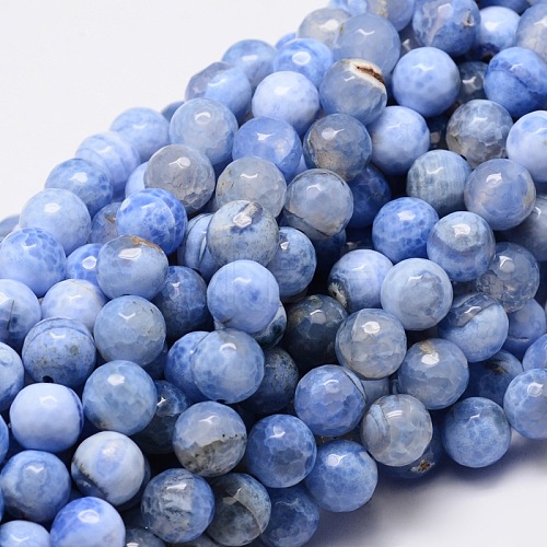 Dyed Natural Fire Crackle Agate Faceted Round Beads Strands G-E320C-12mm-03-1