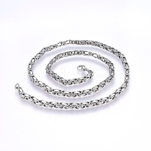 201 Stainless Steel Byzantine Chain Necklaces NJEW-F222-06P-A-01-1