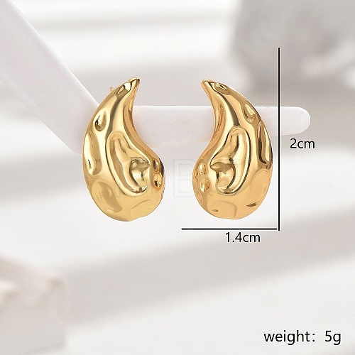 Exaggerated Stainless Steel Irregular Water Drop Hammered Earrings for Women BN3152-1