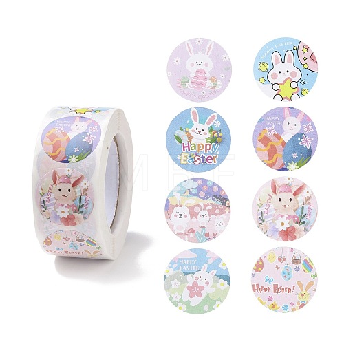8 Patterns Easter Theme Self Adhesive Paper Sticker Rolls DIY-C060-03B-1
