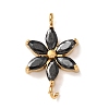 304 Stainless Steel Pave Cubic Zirconia Flower Links Connector Charms STAS-T026-03C-01G-1