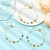 Adjustable Brass Glass Heart Link Chain Slider Bracelets for Women BJEW-JB14162-1