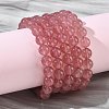 Natural Strawberry Quartz Round Beads Stretch Bracelets for Women BJEW-Z158-03G-03-1