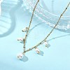 White Round Shell Pearl Pendant 304 Stainless Steel Satellite Chain Necklaces for Women NJEW-JN06100-1