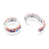 Colorful Enamel Flower Hoop Earrings EJEW-N011-105P-4