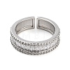 Rack Plating Brass Micro Pave Cubic Zirconia Open Cuff Rings for Women RJEW-C080-06P-2