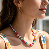 Glass Rondelle Beaded Necklaces with Alloy OT Clasps for Women WG710A2-02-2