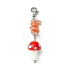 Mushroom Handmade Lampwork Pendant Decorations HJEW-TA00092-3