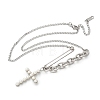 304 Stainless Steel & ABS Plastic Imitation Pearl Cross Pendant Necklaces NJEW-S442-09P-4