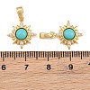 Brass Micro Pave Clear Cubic Zirconia with Synthetic Turquoise Charms KK-CBA2DE6-10G-02-3