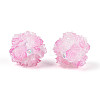 Polymer Clay Rhinestone Beads with Embossed Resin Roses RESI-T059-04I-1