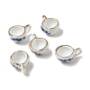 Floral Printed Blue and White Porcelain 3D Teacup Pendants with Gold Trim PORC-P036-01C-1
