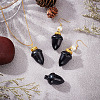 4Pcs Natural Black Obsidian Beads G-AR0004-87-5