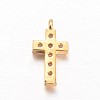 Latin Cross Brass Micro Pave Cubic Zirconia Charms KK-L134-13G-2